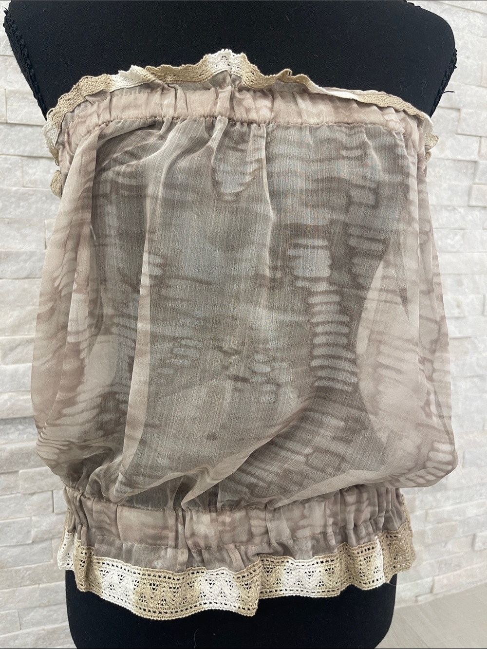 Ramy Brook Strapless Cream Ruffle Top